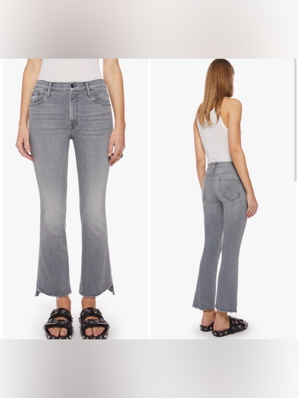 MOTHER Denim The Insider Crop Step Fray in wash “Barely There”